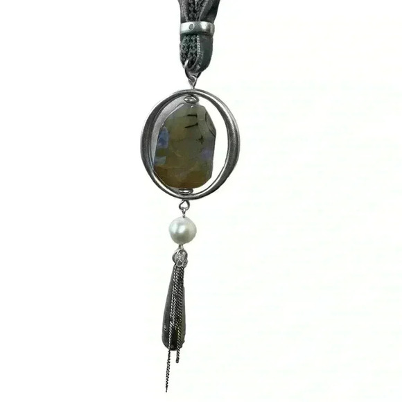 Chico’s Soft Blue Found Treasures Long necklace 32” - Picture 2 of 3